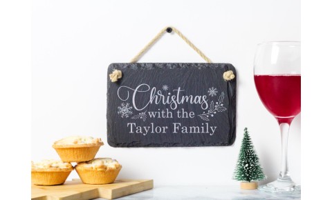 Personalised Family Christmas Hanging Sign | Welsh Slate